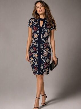 Roz & Ali Navy Floral Midi Dress